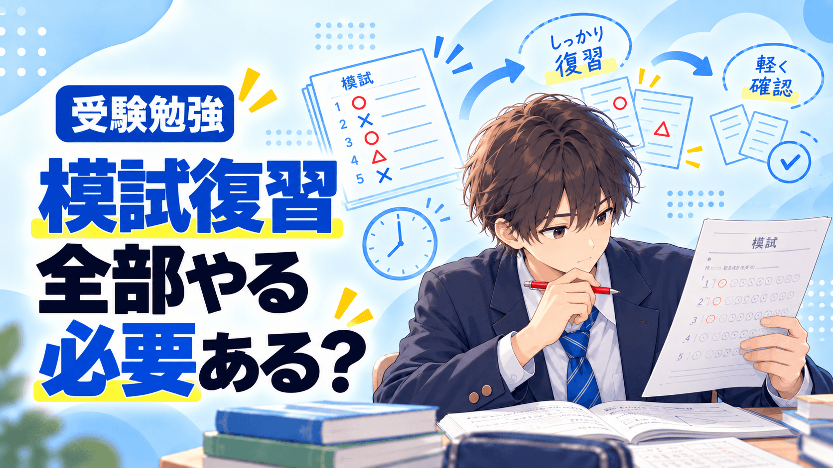 アイキャッチ画像:「模試の復習は、全部やる必要がある?」
