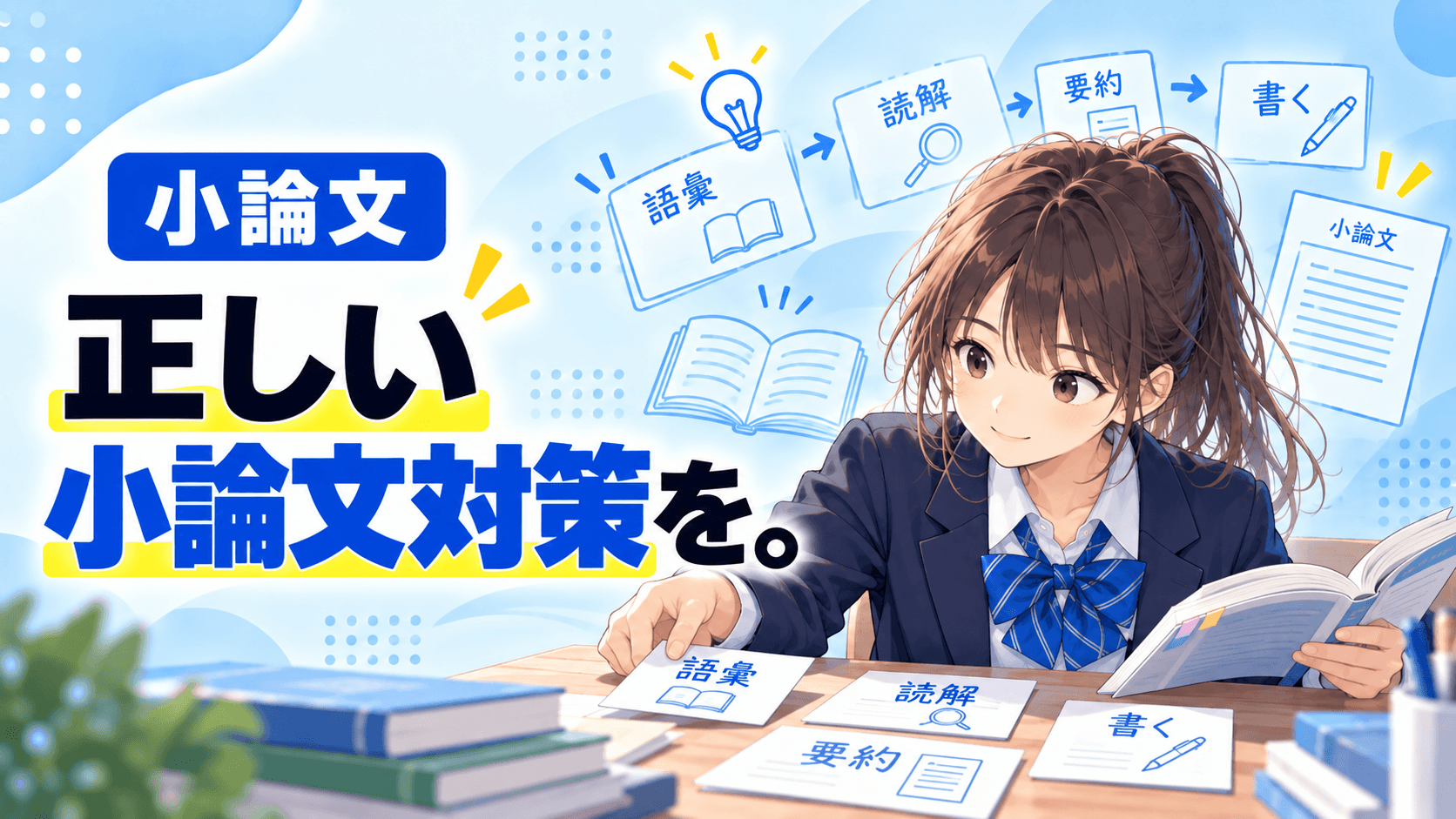 アイキャッチ画像：「正しい小論文対策を。」